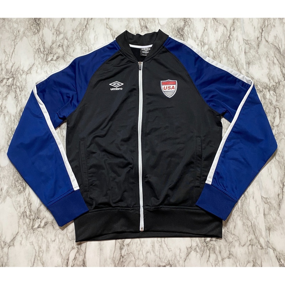 UMBRO Team USA Mens Sweatshirt‎ Size S Black Blue Full Zip Pockets